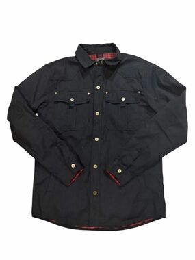 Men's Black Lightweight Shirt Jacket - Classic Button-Front